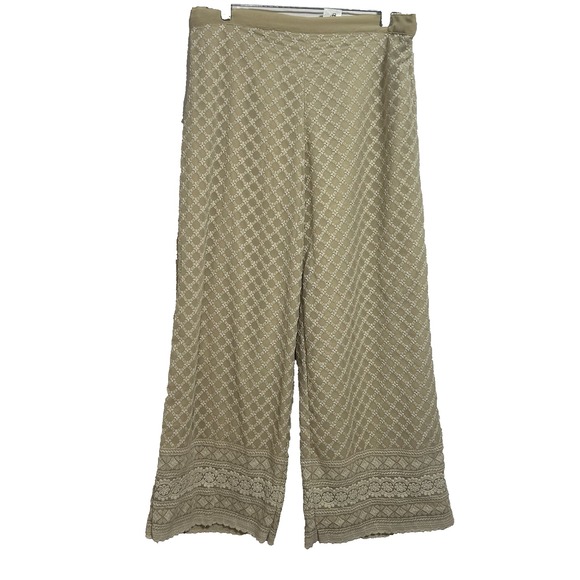 Srishti Georgette Schifflie Women's Cotton Beige Palazzo Bottom Pant‎ Size XL - Picture 1 of 9